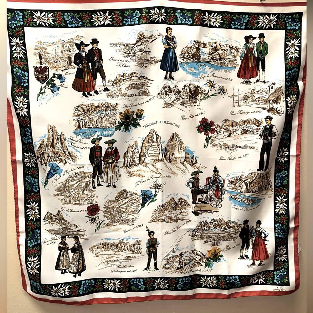 Adieffe Scarf floral print attractions map-Scarf Made In Italy 30"*31"